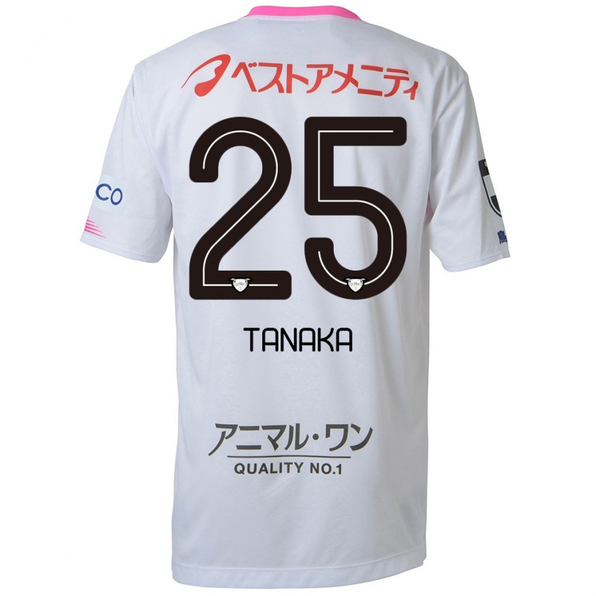 Kinder Yuto Tanaka #25 Weiß Blau Rosa Auswärtstrikot Trikot 2024/25 T-Shirt Belgien