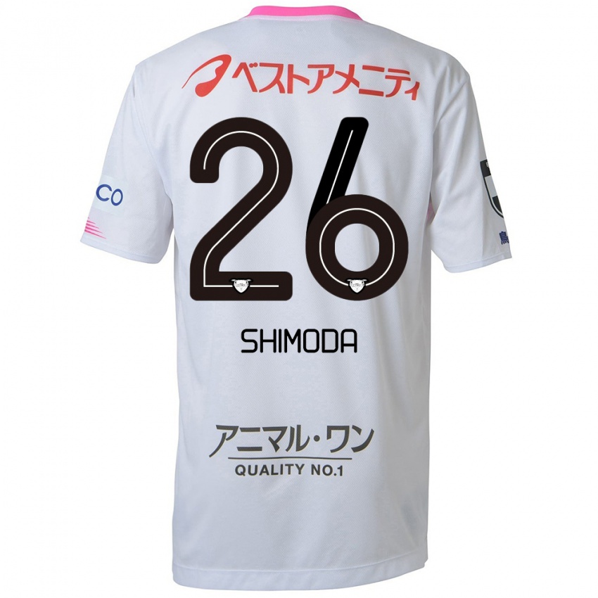 Kinder Yuta Shimoda #26 Weiß Blau Rosa Auswärtstrikot Trikot 2024/25 T-Shirt Belgien