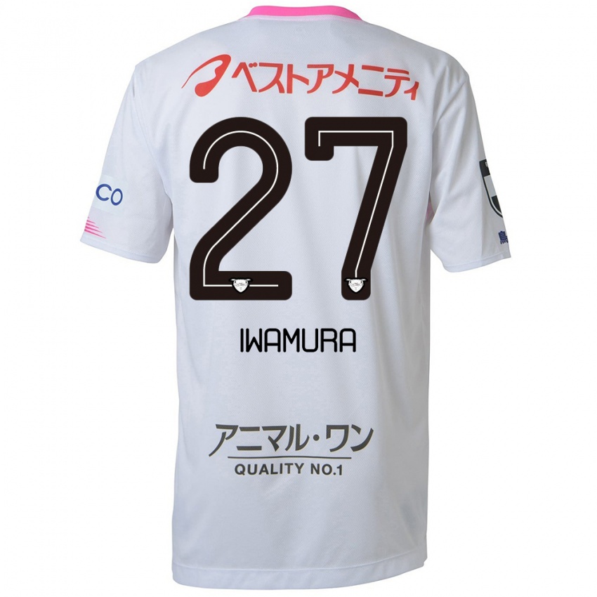 Kinder Junnosuke Iwamura #27 Weiß Blau Rosa Auswärtstrikot Trikot 2024/25 T-Shirt Belgien