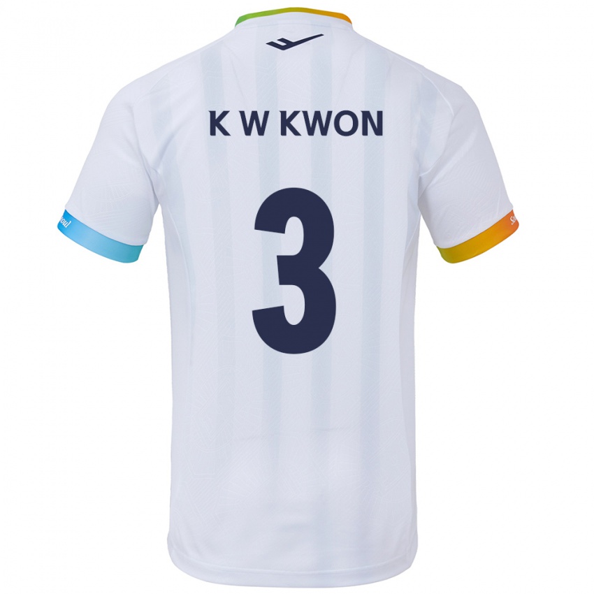 Kinder Wan-Kyu Kwon #3 Weiß Blau Auswärtstrikot Trikot 2024/25 T-Shirt Belgien