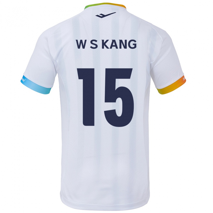 Kinder Sang-Woo Kang #15 Weiß Blau Auswärtstrikot Trikot 2024/25 T-Shirt Belgien