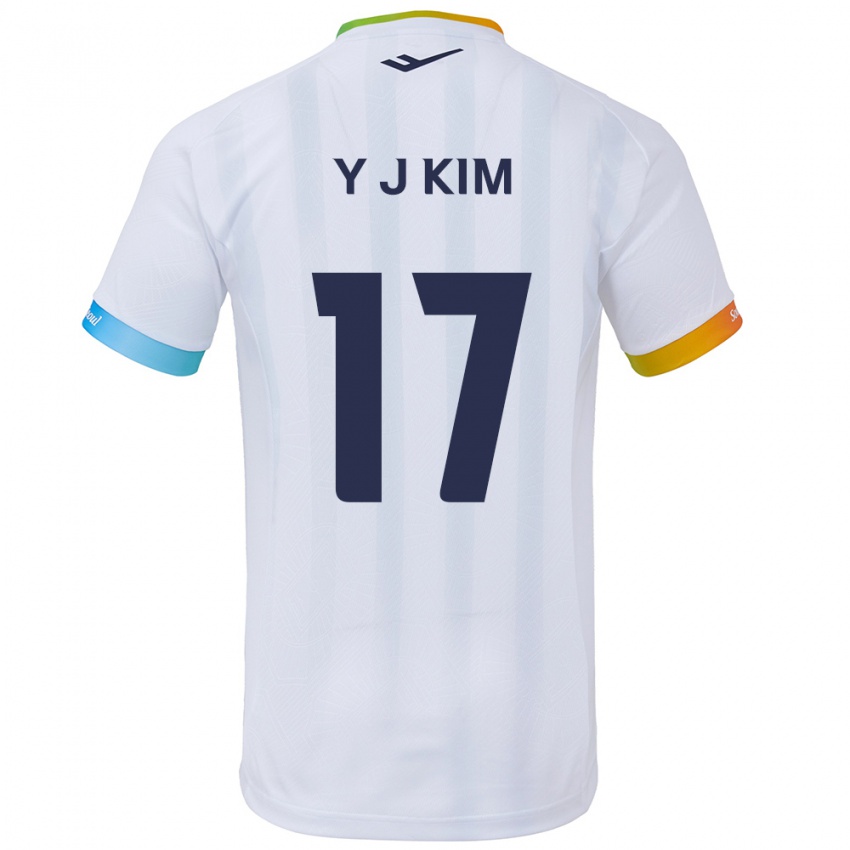 Kinder Jin-Ya Kim #17 Weiß Blau Auswärtstrikot Trikot 2024/25 T-Shirt Belgien