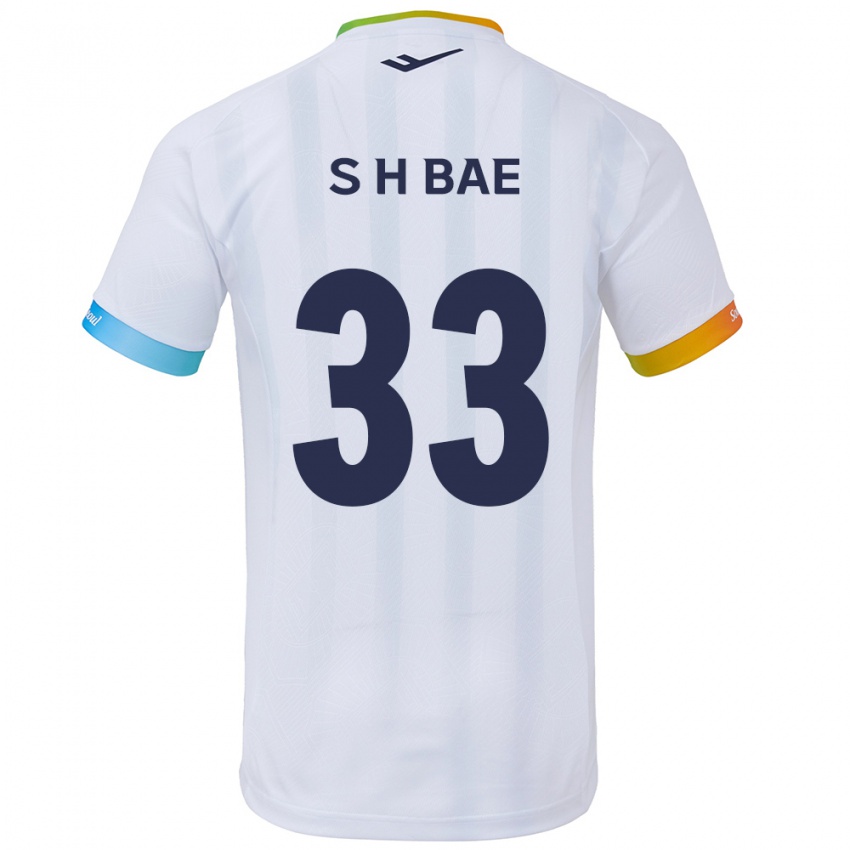 Kinder Hyun-Seo Bae #33 Weiß Blau Auswärtstrikot Trikot 2024/25 T-Shirt Belgien