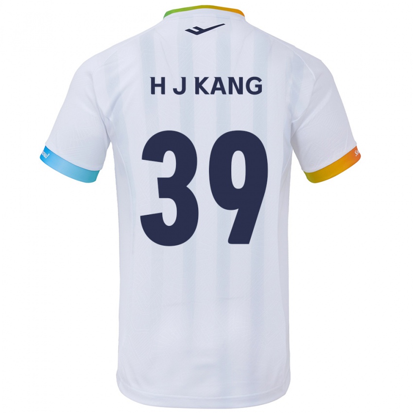 Kinder Ju-Hyeok Kang #39 Weiß Blau Auswärtstrikot Trikot 2024/25 T-Shirt Belgien