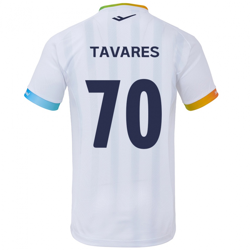 Kinder Ronaldo Tavares #70 Weiß Blau Auswärtstrikot Trikot 2024/25 T-Shirt Belgien