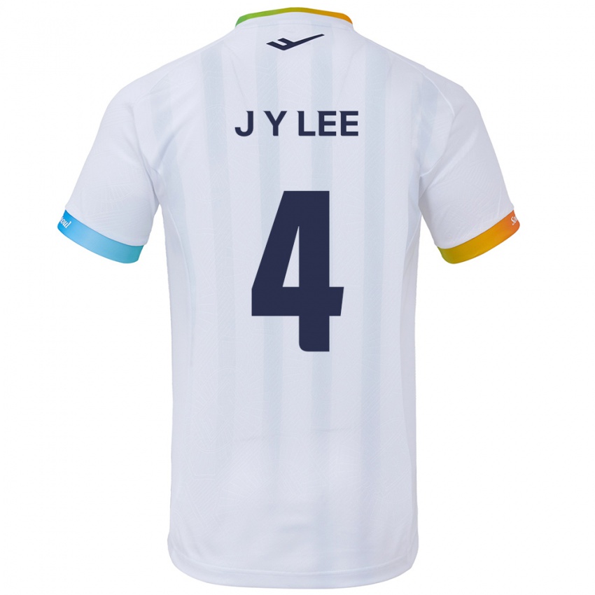 Kinder Young-Jun Lee #4 Weiß Blau Auswärtstrikot Trikot 2024/25 T-Shirt Belgien