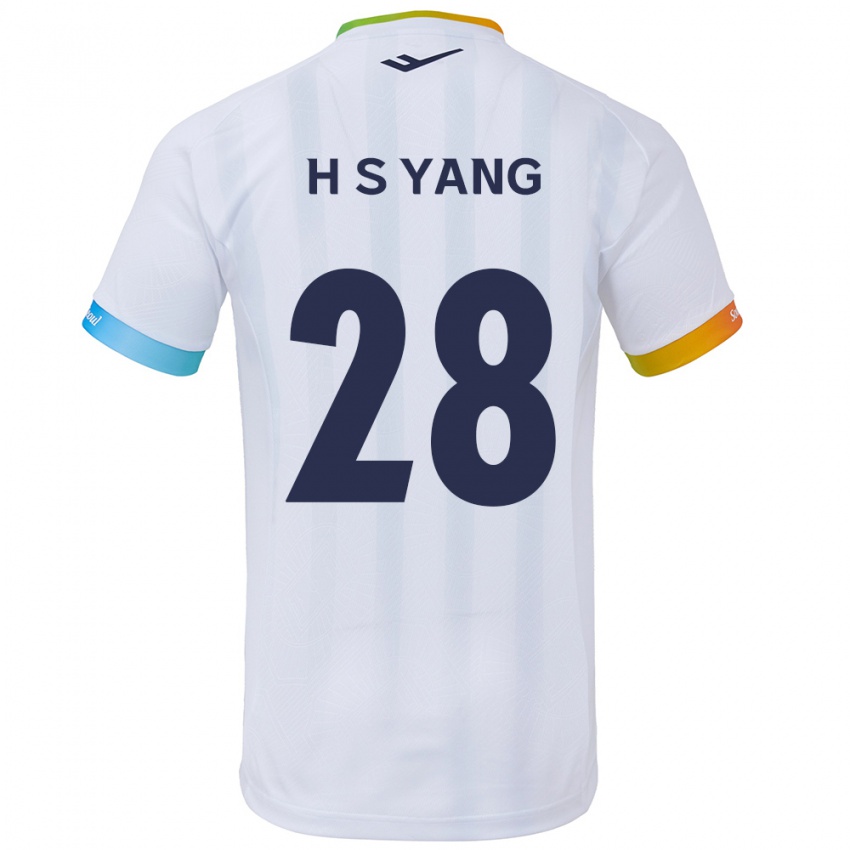 Kinder Seung-Hyeon Yang #28 Weiß Blau Auswärtstrikot Trikot 2024/25 T-Shirt Belgien