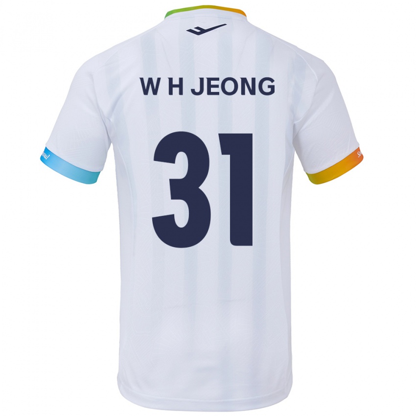 Kinder Hyun-Woong Jeong #31 Weiß Blau Auswärtstrikot Trikot 2024/25 T-Shirt Belgien