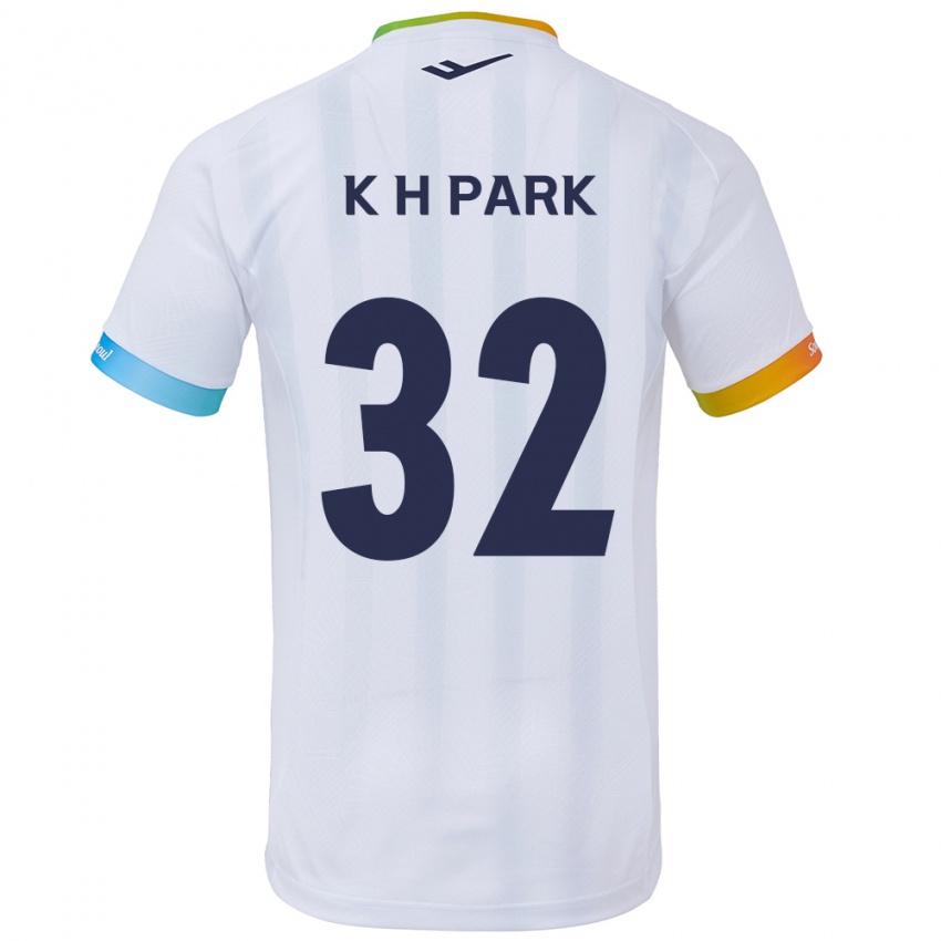 Kinder Han-Kyul Park #32 Weiß Blau Auswärtstrikot Trikot 2024/25 T-Shirt Belgien