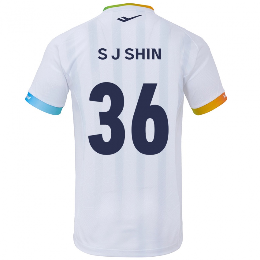 Kinder Ji-Seop Shin #36 Weiß Blau Auswärtstrikot Trikot 2024/25 T-Shirt Belgien