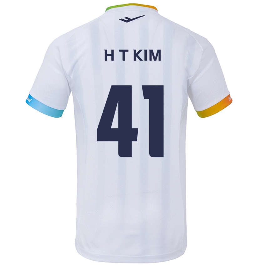 Kinder Tae-Ho Kim #41 Weiß Blau Auswärtstrikot Trikot 2024/25 T-Shirt Belgien