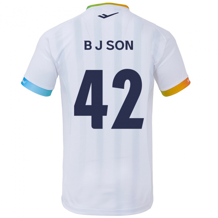 Kinder Jeong-Beom Son #42 Weiß Blau Auswärtstrikot Trikot 2024/25 T-Shirt Belgien