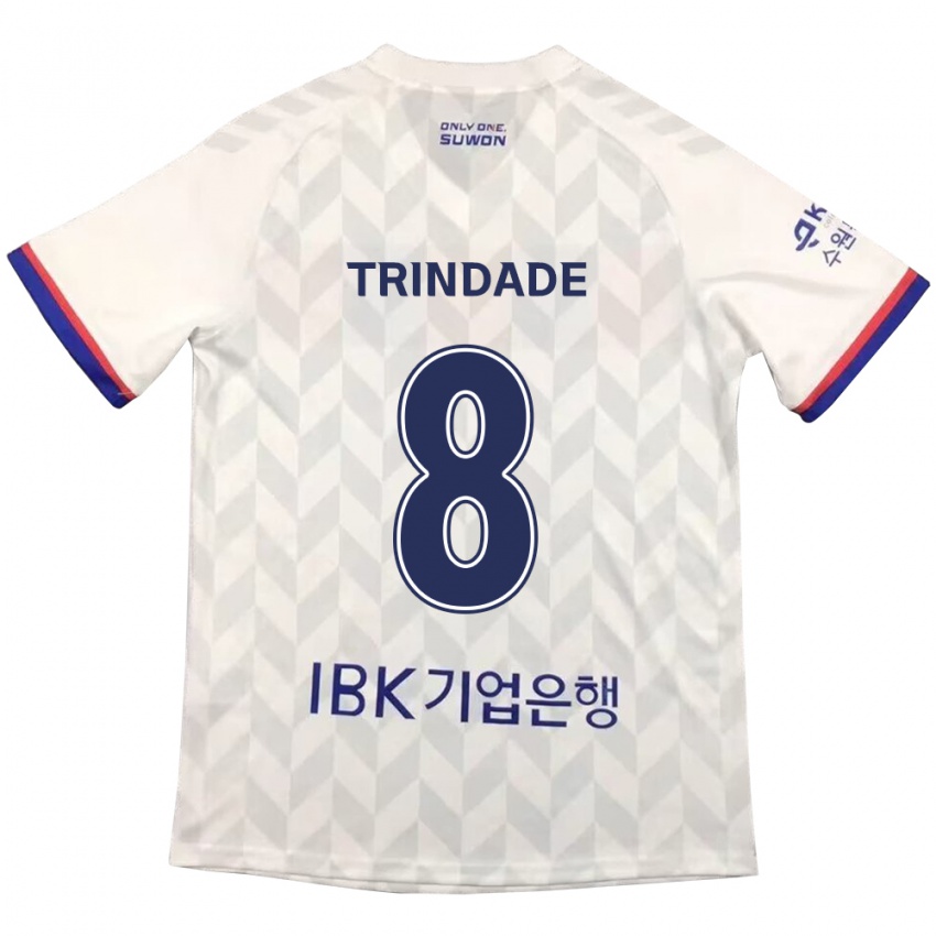 Kinder Matheus Trindade #8 Weiß Blau Auswärtstrikot Trikot 2024/25 T-Shirt Belgien