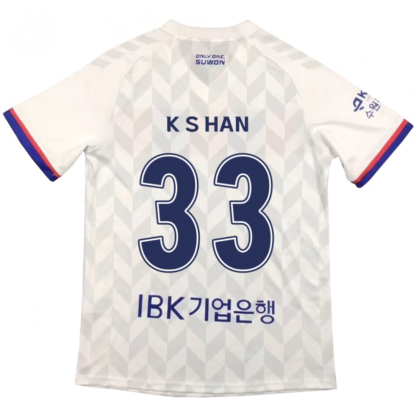 Kinder Sang-Kyu Han #33 Weiß Blau Auswärtstrikot Trikot 2024/25 T-Shirt Belgien