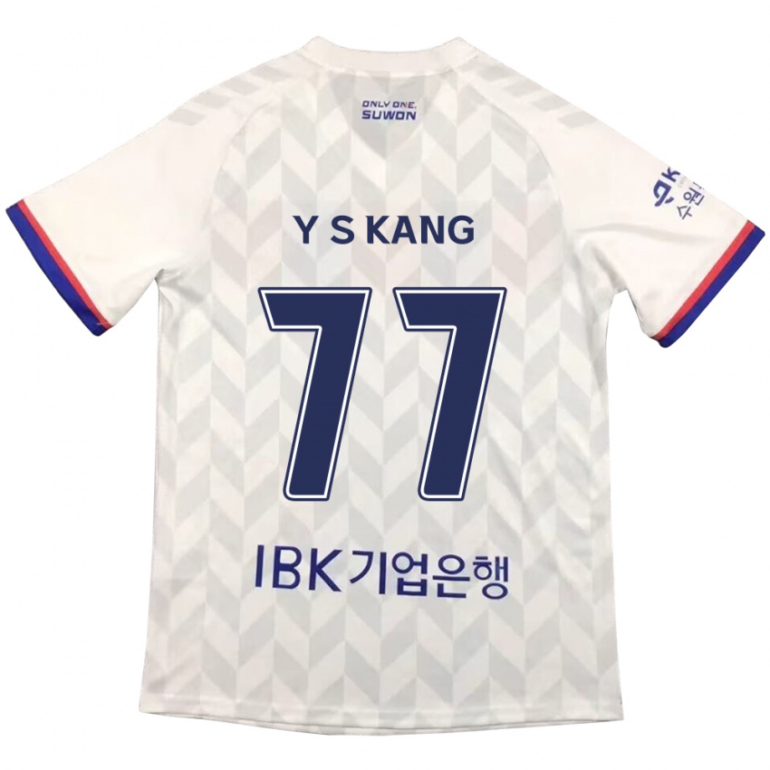 Kinder Sang-Yun Kang #77 Weiß Blau Auswärtstrikot Trikot 2024/25 T-Shirt Belgien