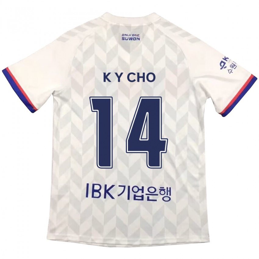 Kinder Yun-Kwon Cho #14 Weiß Blau Auswärtstrikot Trikot 2024/25 T-Shirt Belgien