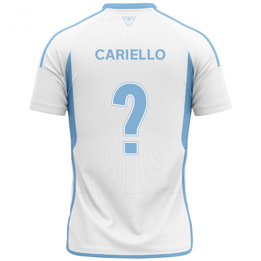 Kinder Yago Cariello #0 Weiß Blau Auswärtstrikot Trikot 2024/25 T-Shirt Belgien