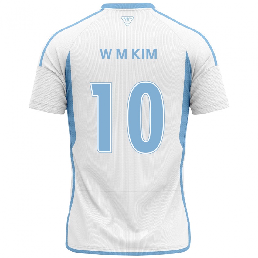 Kinder Min-Woo Kim #10 Weiß Blau Auswärtstrikot Trikot 2024/25 T-Shirt Belgien