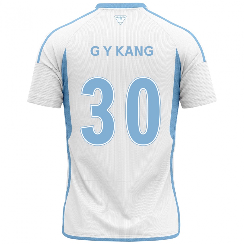 Kinder Yun-Gu Kang #30 Weiß Blau Auswärtstrikot Trikot 2024/25 T-Shirt Belgien