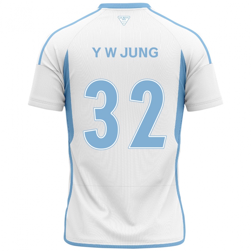 Kinder Woo-Young Jung #32 Weiß Blau Auswärtstrikot Trikot 2024/25 T-Shirt Belgien