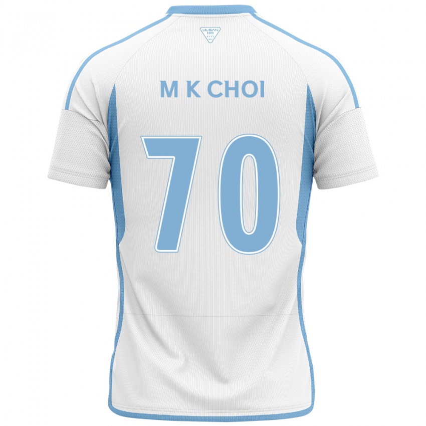 Kinder Kang-Min Choi #70 Weiß Blau Auswärtstrikot Trikot 2024/25 T-Shirt Belgien