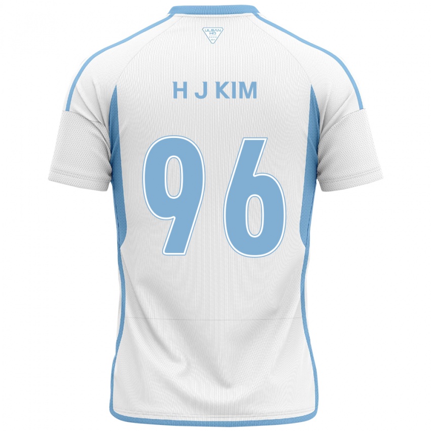 Kinder Ji-Hyun Kim #96 Weiß Blau Auswärtstrikot Trikot 2024/25 T-Shirt Belgien