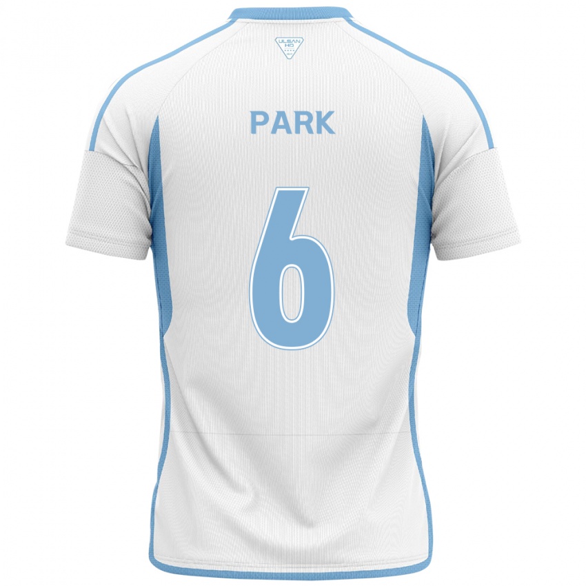 Kinder Jun Park #6 Weiß Blau Auswärtstrikot Trikot 2024/25 T-Shirt Belgien