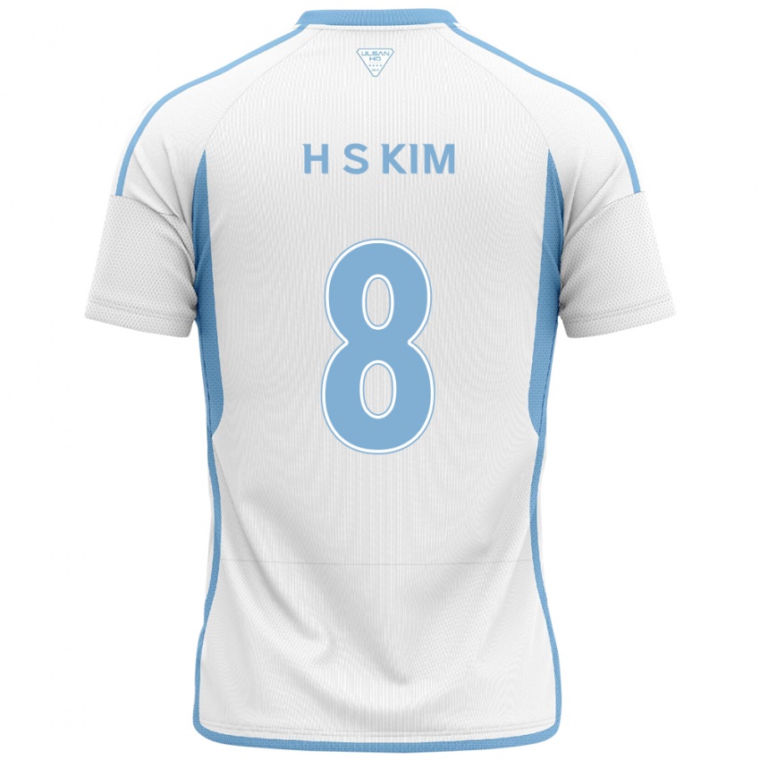 Kinder Seung-Hyun Kim #8 Weiß Blau Auswärtstrikot Trikot 2024/25 T-Shirt Belgien