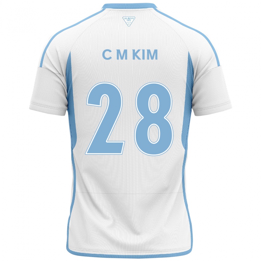 Kinder Min-Chan Kim #28 Weiß Blau Auswärtstrikot Trikot 2024/25 T-Shirt Belgien