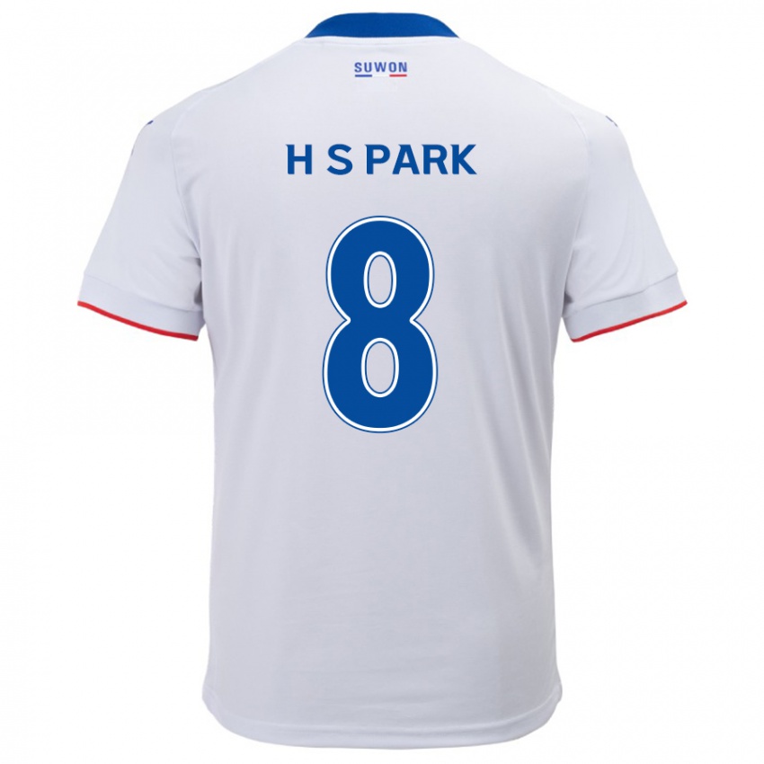 Kinder Sang-Hyeok Park #8 Weiß Blau Auswärtstrikot Trikot 2024/25 T-Shirt Belgien