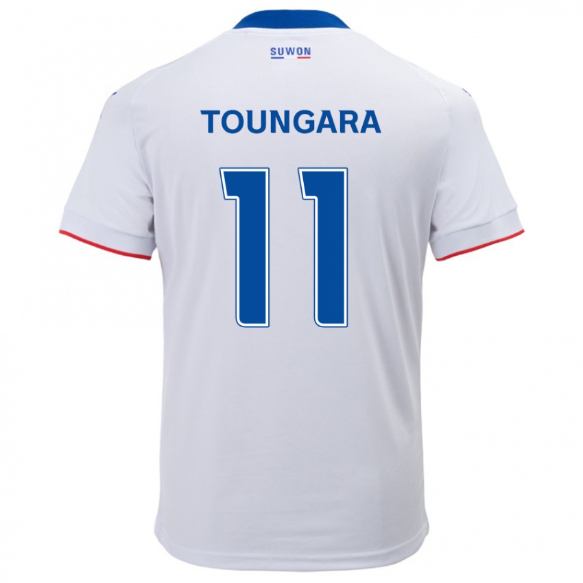 Kinder Aboubacar Toungara #11 Weiß Blau Auswärtstrikot Trikot 2024/25 T-Shirt Belgien