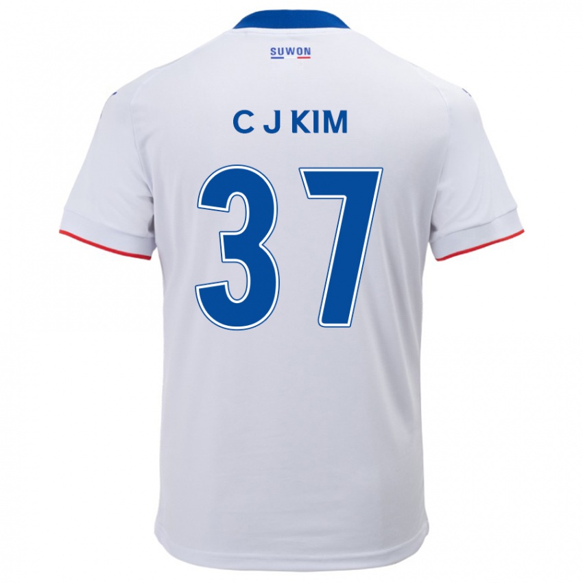 Kinder Joo-Chan Kim #37 Weiß Blau Auswärtstrikot Trikot 2024/25 T-Shirt Belgien