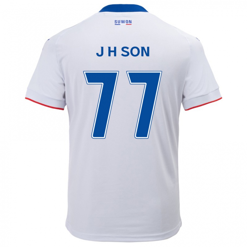 Kinder Ho-Jun Son #77 Weiß Blau Auswärtstrikot Trikot 2024/25 T-Shirt Belgien