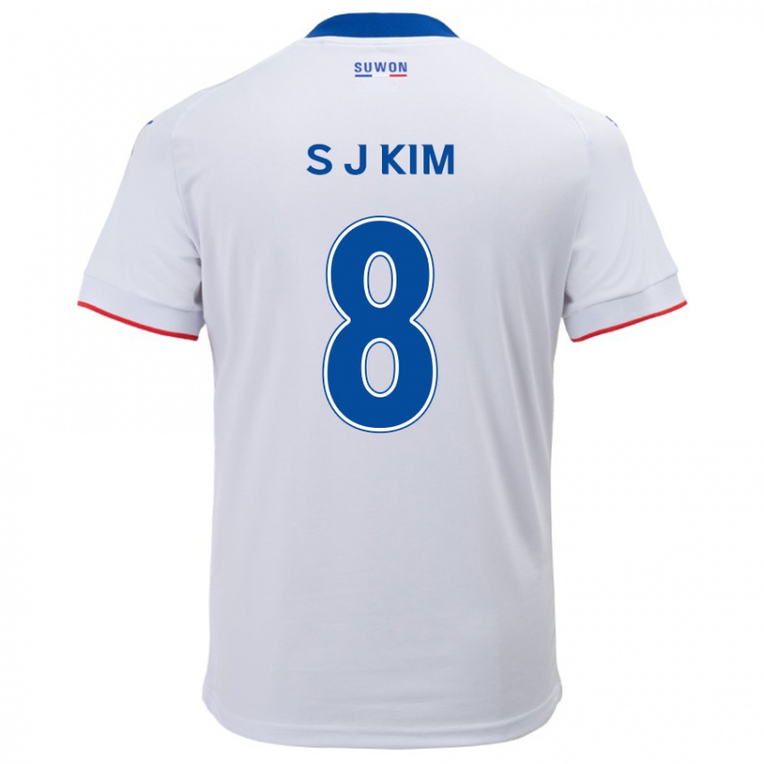 Kinder Ji-Sung Kim #8 Weiß Blau Auswärtstrikot Trikot 2024/25 T-Shirt Belgien