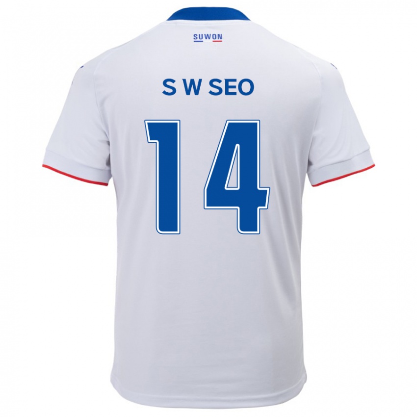 Kinder Woo-Seong Seo #14 Weiß Blau Auswärtstrikot Trikot 2024/25 T-Shirt Belgien