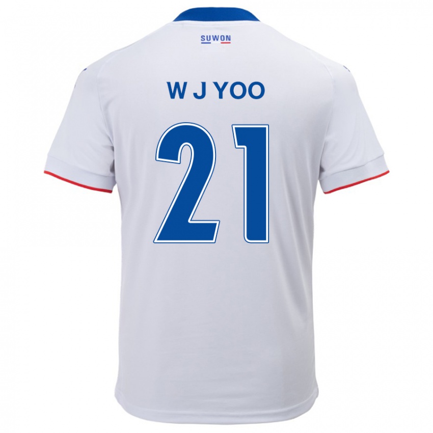 Kinder Jin-Wook Yoo #21 Weiß Blau Auswärtstrikot Trikot 2024/25 T-Shirt Belgien