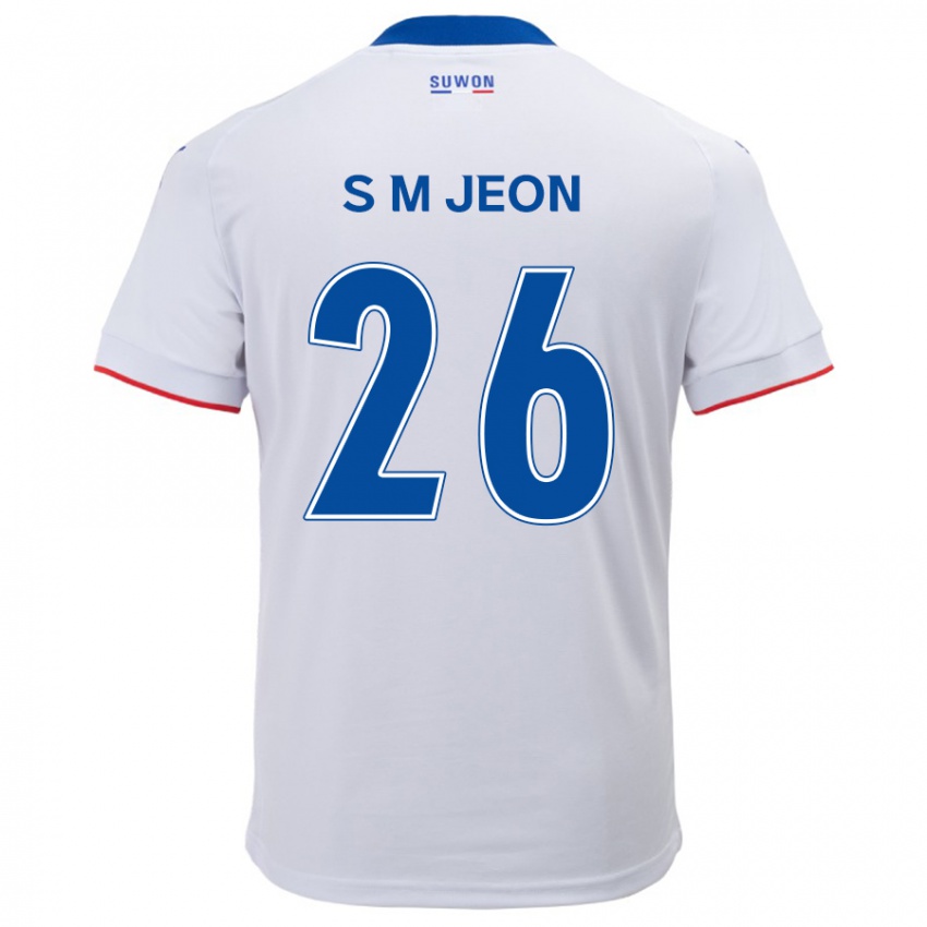 Kinder Min-Seung Jeon #26 Weiß Blau Auswärtstrikot Trikot 2024/25 T-Shirt Belgien