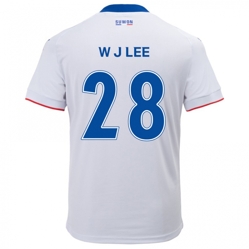 Kinder Jun-Woo Lee #28 Weiß Blau Auswärtstrikot Trikot 2024/25 T-Shirt Belgien