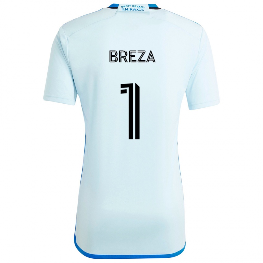 Kinder Sebastian Breza #1 Eisblau Auswärtstrikot Trikot 2024/25 T-Shirt Belgien