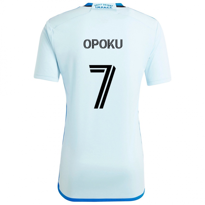 Kinder Kwadwo Opoku #7 Eisblau Auswärtstrikot Trikot 2024/25 T-Shirt Belgien