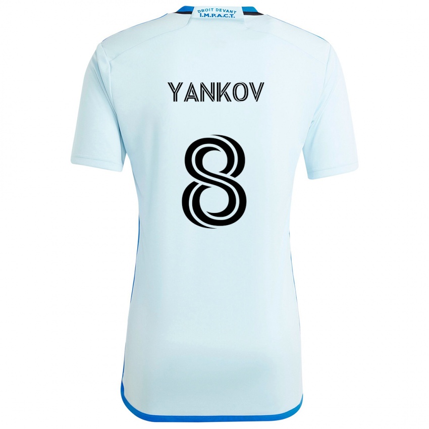 Kinder Dominik Yankov #8 Eisblau Auswärtstrikot Trikot 2024/25 T-Shirt Belgien