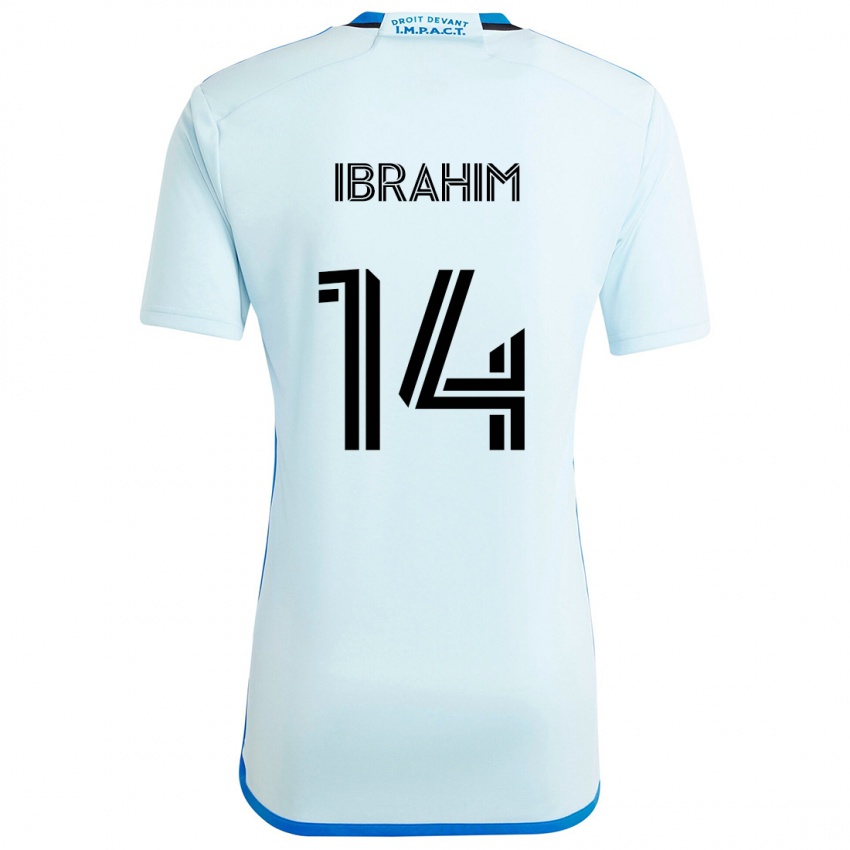 Kinder Sunusi Ibrahim #14 Eisblau Auswärtstrikot Trikot 2024/25 T-Shirt Belgien