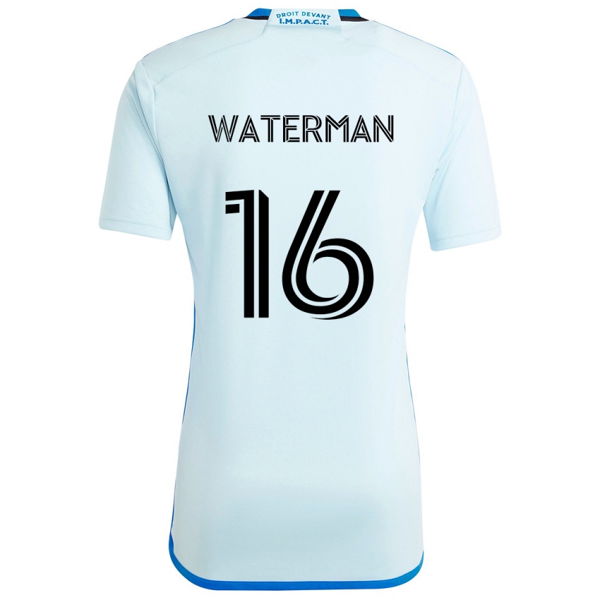 Kinder Joel Waterman #16 Eisblau Auswärtstrikot Trikot 2024/25 T-Shirt Belgien