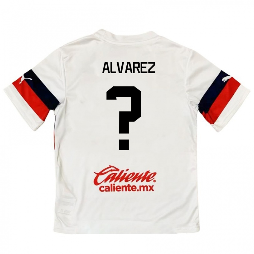 Kinderen Sergio Álvarez #0 Wit Rood Uitshirt Uittenue 2024/25 T-Shirt België