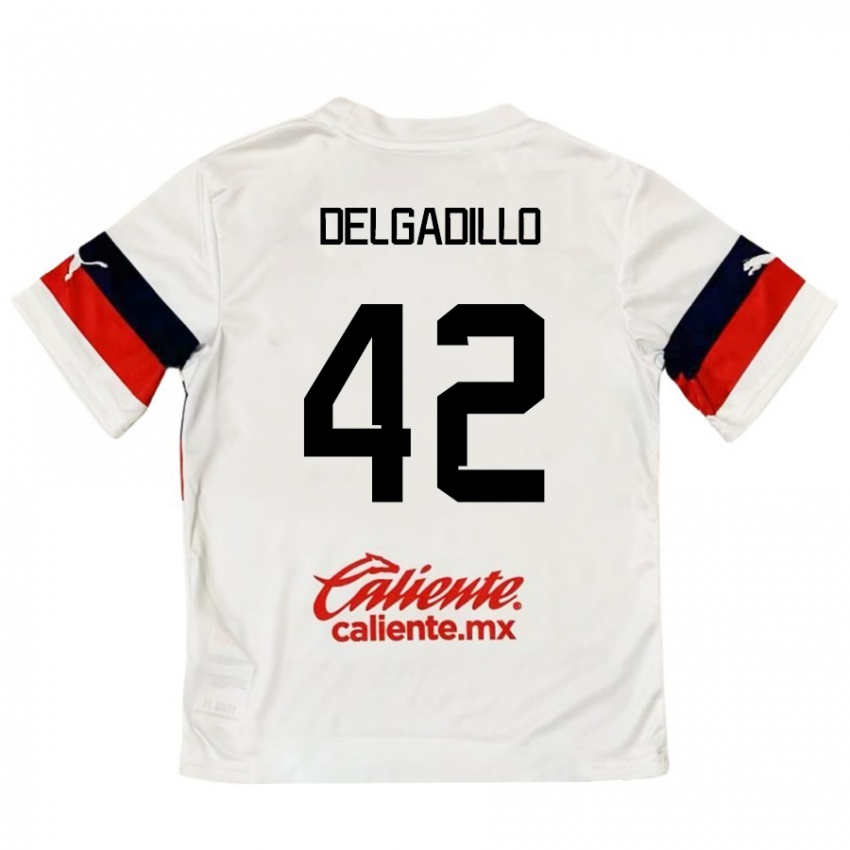 Kinder Diego Delgadillo #42 Weiß Rot Auswärtstrikot Trikot 2024/25 T-Shirt Belgien