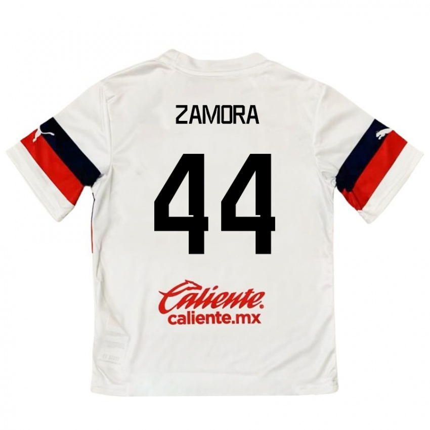 Kinder Saúl Zamora #44 Weiß Rot Auswärtstrikot Trikot 2024/25 T-Shirt Belgien