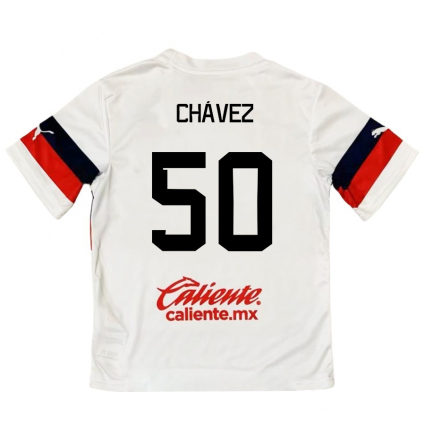 Kinderen Mateo Chávez #50 Wit Rood Uitshirt Uittenue 2024/25 T-Shirt België