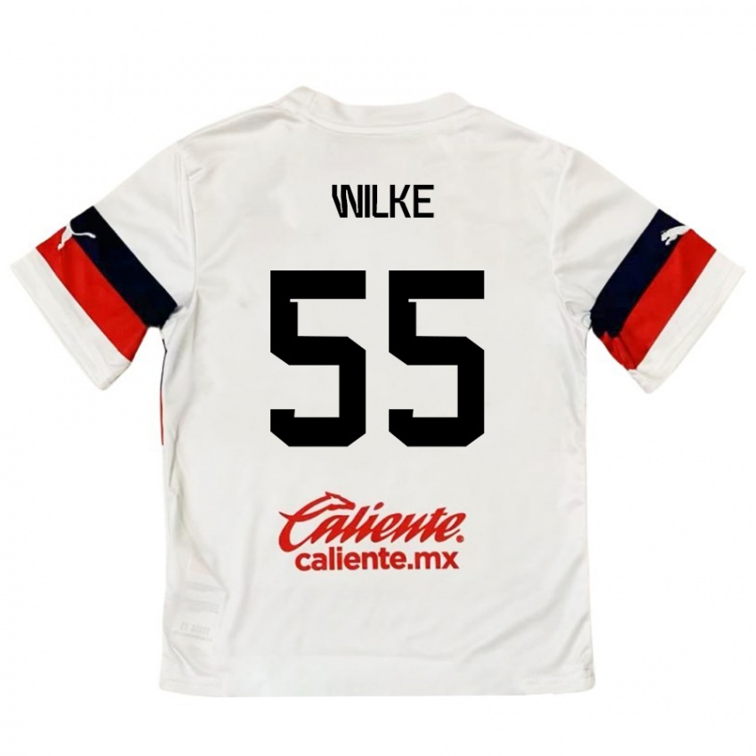 Kinder Teun Wilke #55 Weiß Rot Auswärtstrikot Trikot 2024/25 T-Shirt Belgien