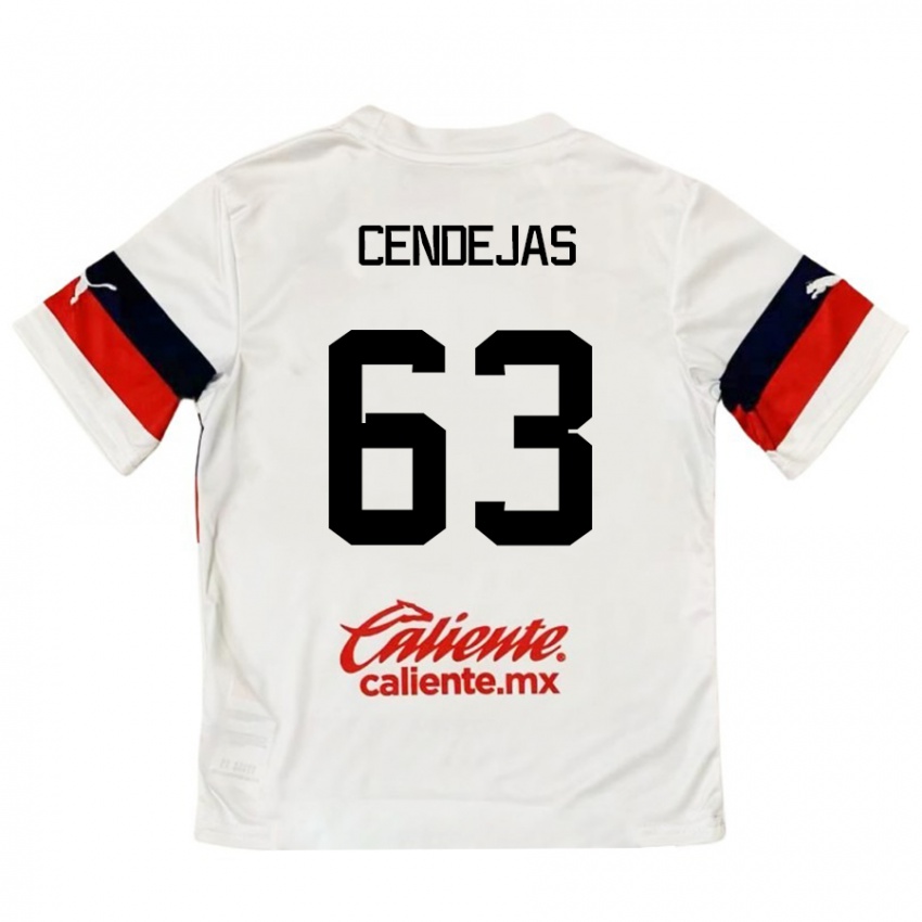 Kinderen Matías Cendejas #63 Wit Rood Uitshirt Uittenue 2024/25 T-Shirt België