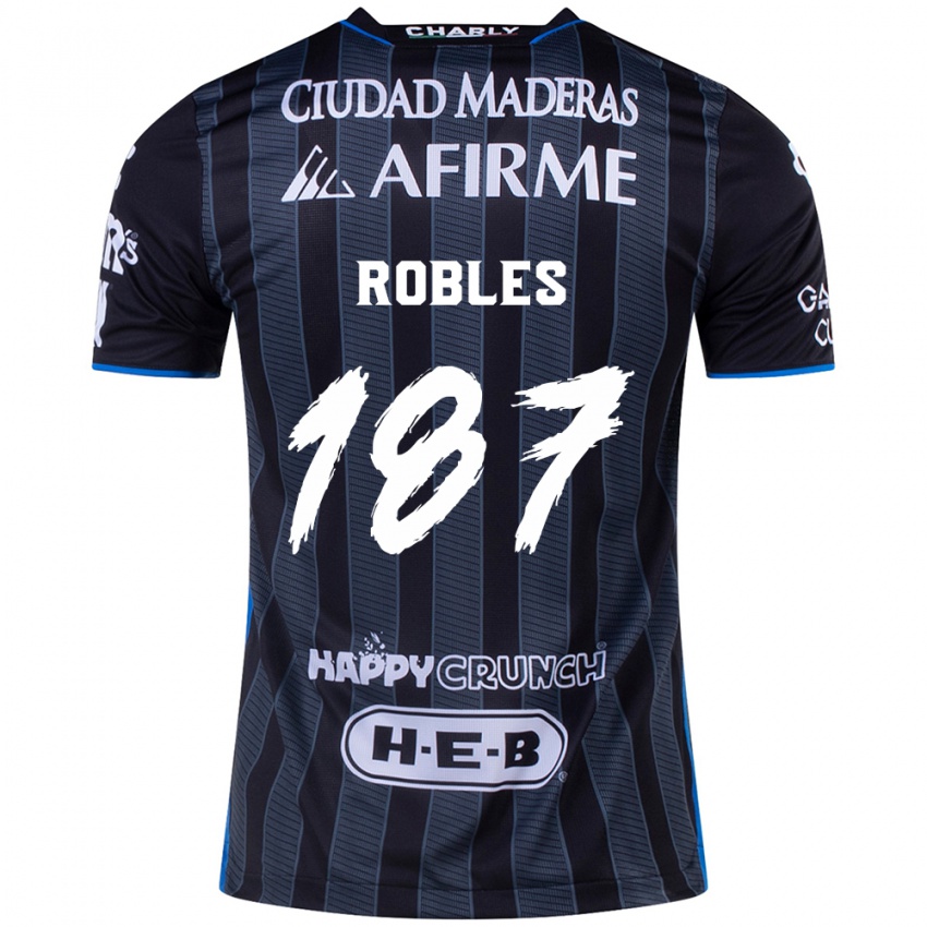 Kinder Juan Robles #187 Weiß Schwarz Auswärtstrikot Trikot 2024/25 T-Shirt Belgien